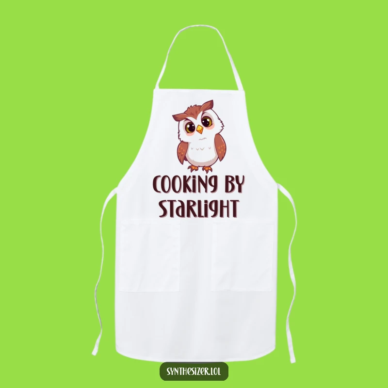 Funny Owl Chef Apron: Cook with Curious Night Vision and Kitchen Humor