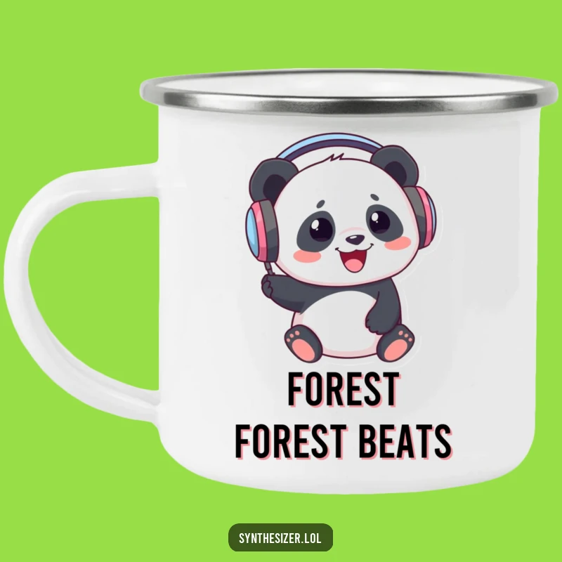 Funny Panda DJ Camping Mug: Panda Bops Head with Headphones, Hilarious Outdoor Music Gift