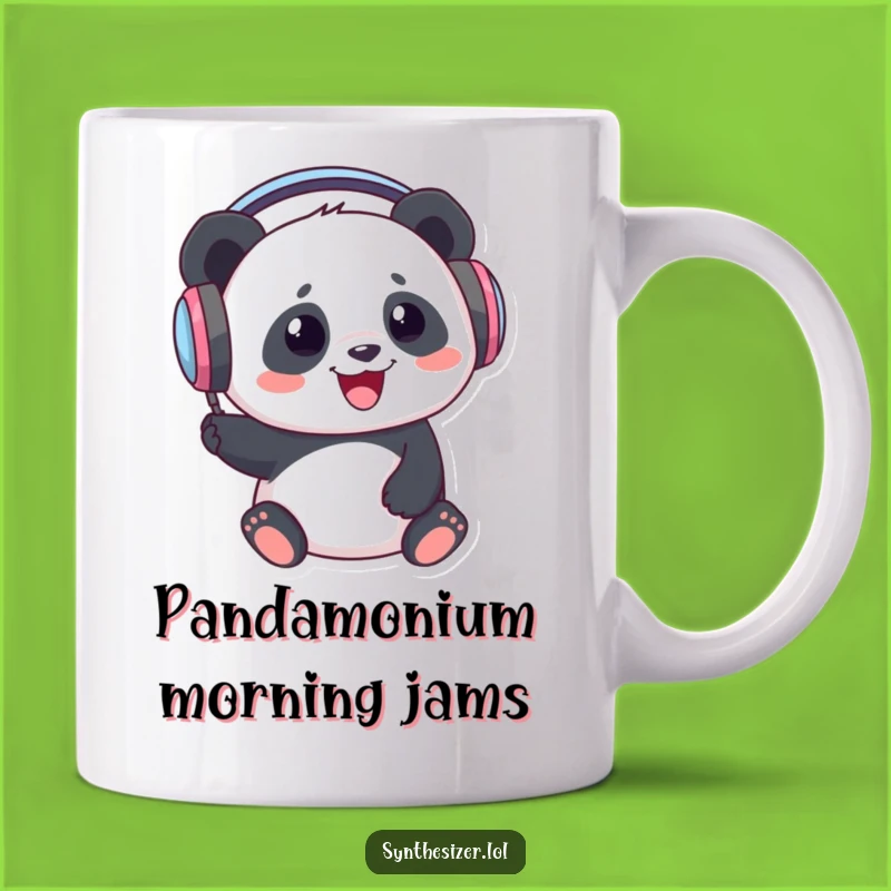 Funny Panda DJ Mug Gift: Panda Bops Head with Headphones, Perfect Music Lover