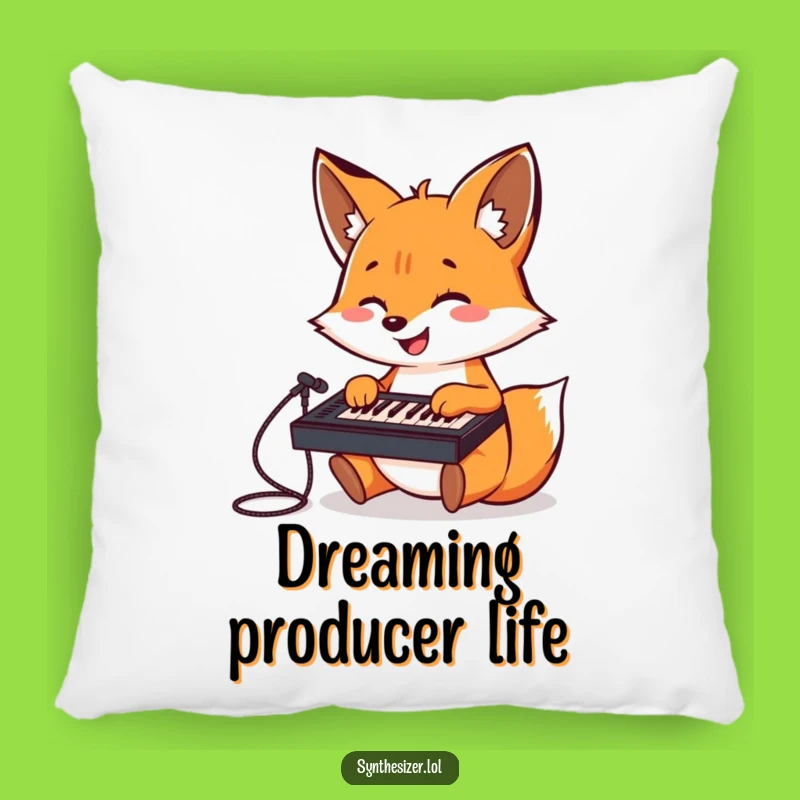Funny Fox DJ Pillow: Fox Plays Keyboard Mixer, Cozy Music Themed Gift