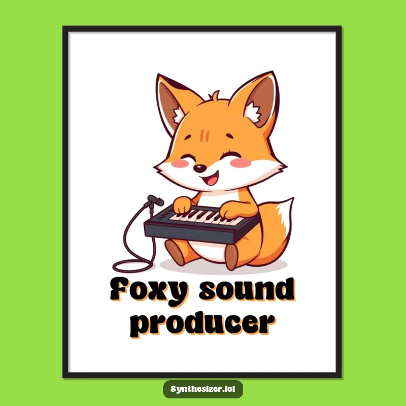 Funny Fox DJ Digital Art: Fox Plays Keyboard Mixer, Hilarious Music Art