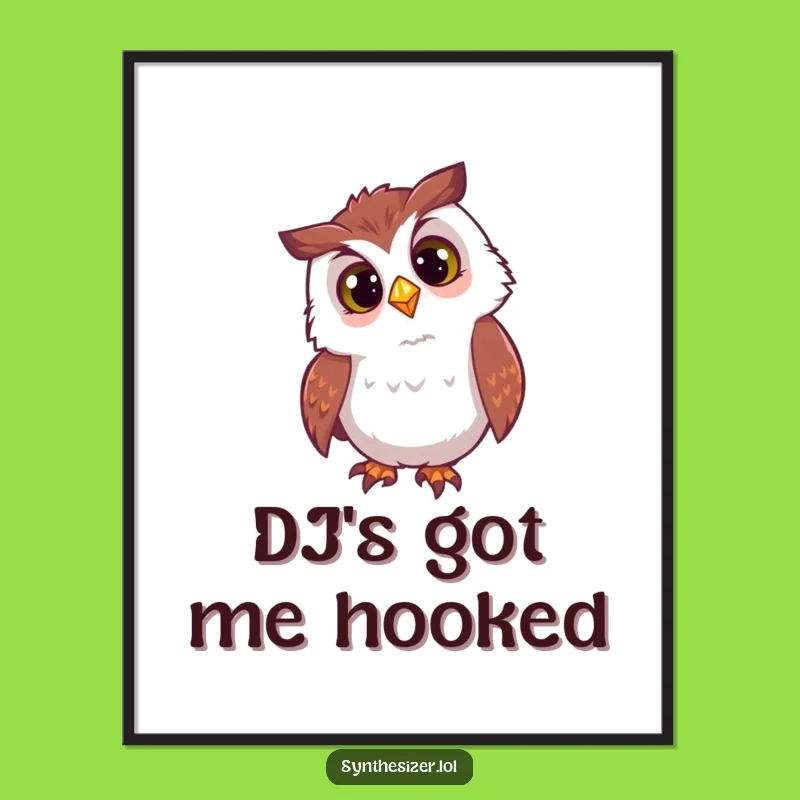 Funny Owl DJ Light Digital Art Print: Instant Curiosity for Your Walls