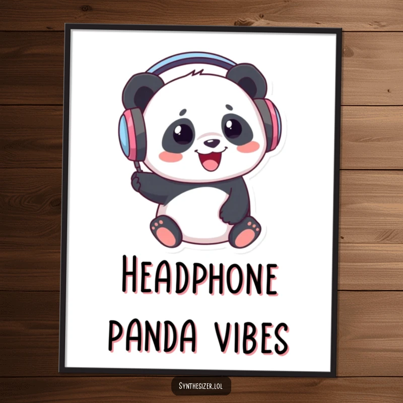 Funny Panda DJ Digital Art: A delighted panda wearing large headphones is enthusiastically bopping its head, capturing a moment of musical joy.
