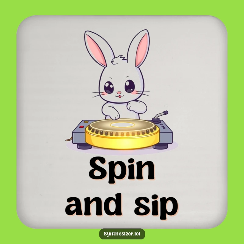 Funny Bunny DJ Coasters: Protect Surfaces with Groovy Charm, Ideal Funny Gift