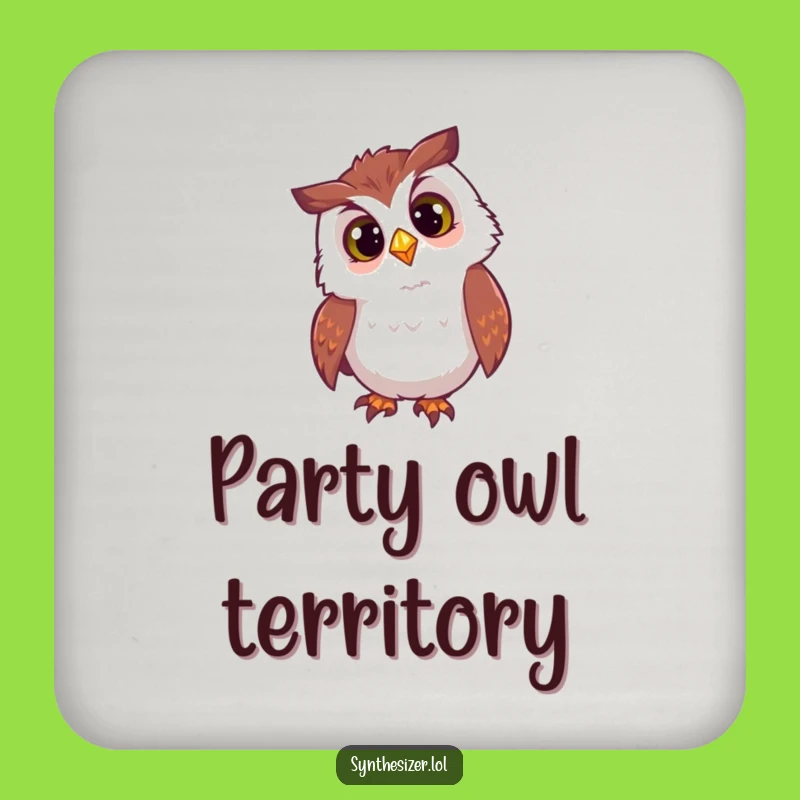 Funny Owl Drink Coaster: Protect Surfaces with Curious Nightlife Vibes