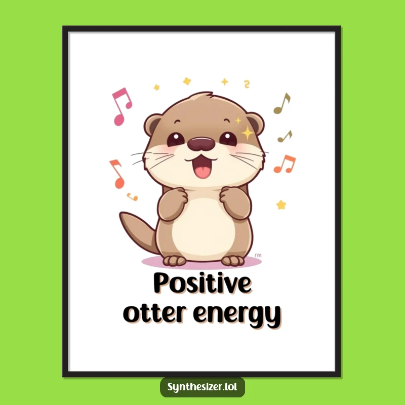 Funny Otter Music Poster: Sparkling Wall Art for Energetic Spaces