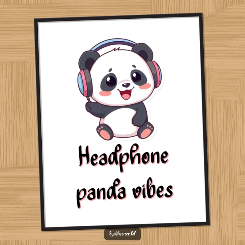 Funny Panda DJ Poster: A panda wearing large headphones is depicted bopping its head enthusiastically, capturing a moment of pure musical bliss.