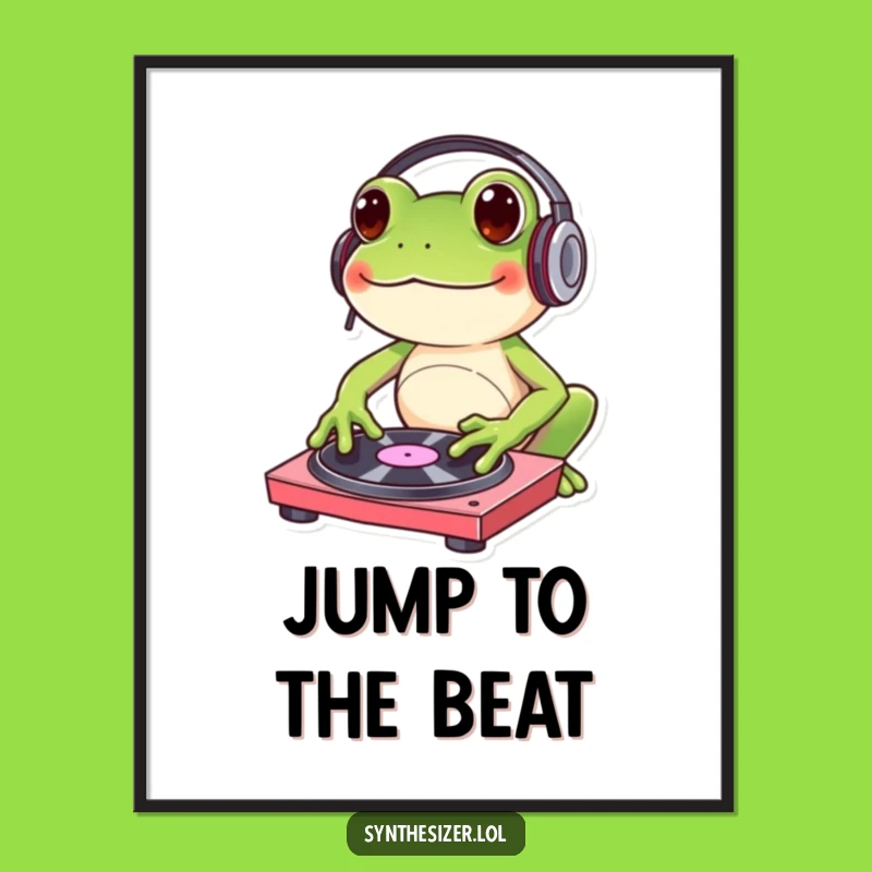 Funny Frog DJ Poster: Hilarious Wall Art for Music Lovers' Den