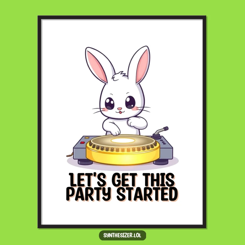 Funny Bunny DJ Poster: Energetic Music Art, Ideal Funny Gift for Decor