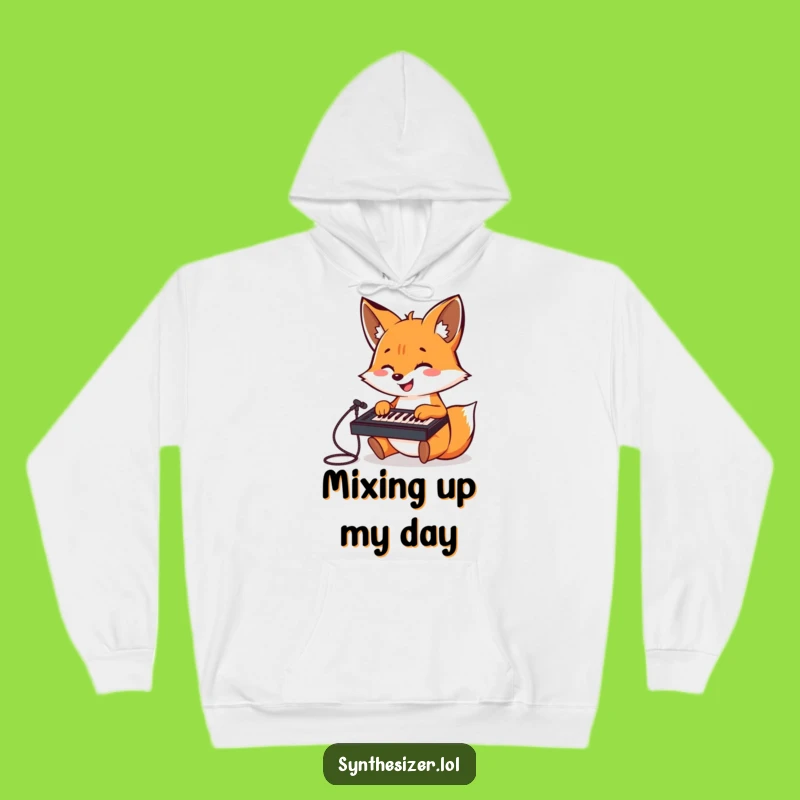 Funny Fox DJ Hoodie: Fox Plays Keyboard Mixer, Cozy Music Producer Gift