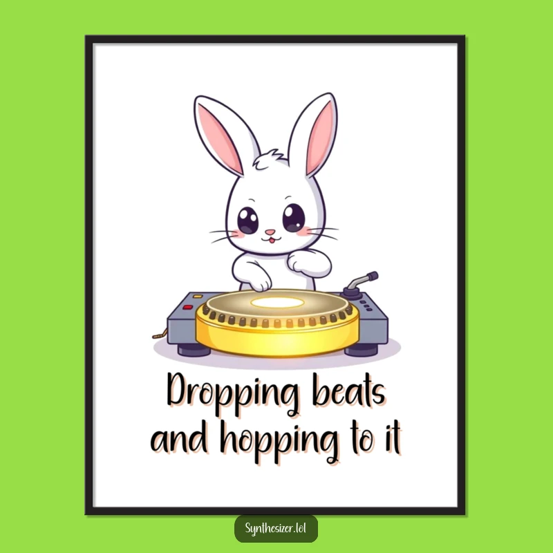 Free Printable Bunny Wall Art: Funny DJ Bunny Art, Hilarious Downloadable Decor
