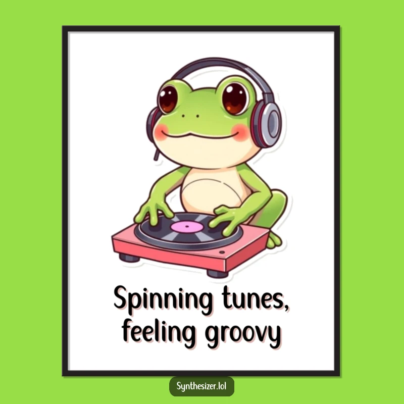 Funny Free Printable Wall Art: DJ Frog Spinnin' Grooves - Downloadable & Print at Home Decor
