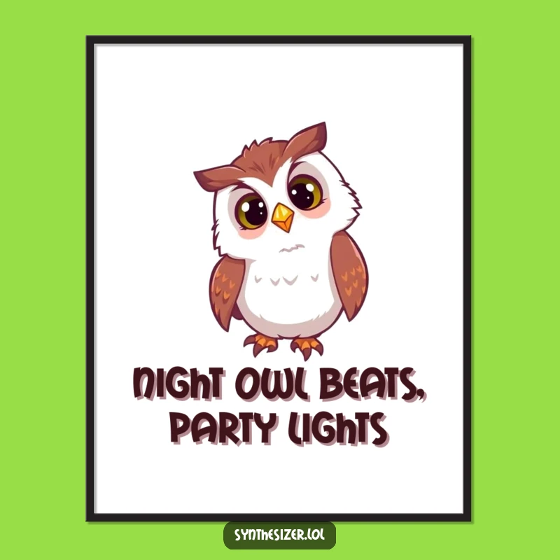 Funny Free Printable Wall Art: Owl's DJ Light Curiosity - Downloadable & Print at Home Decor