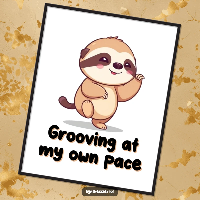 Funny Free Printable Sloth Wall Art: Whimsical sloth tapping foot to music, a humorous and cool downloadable decor.