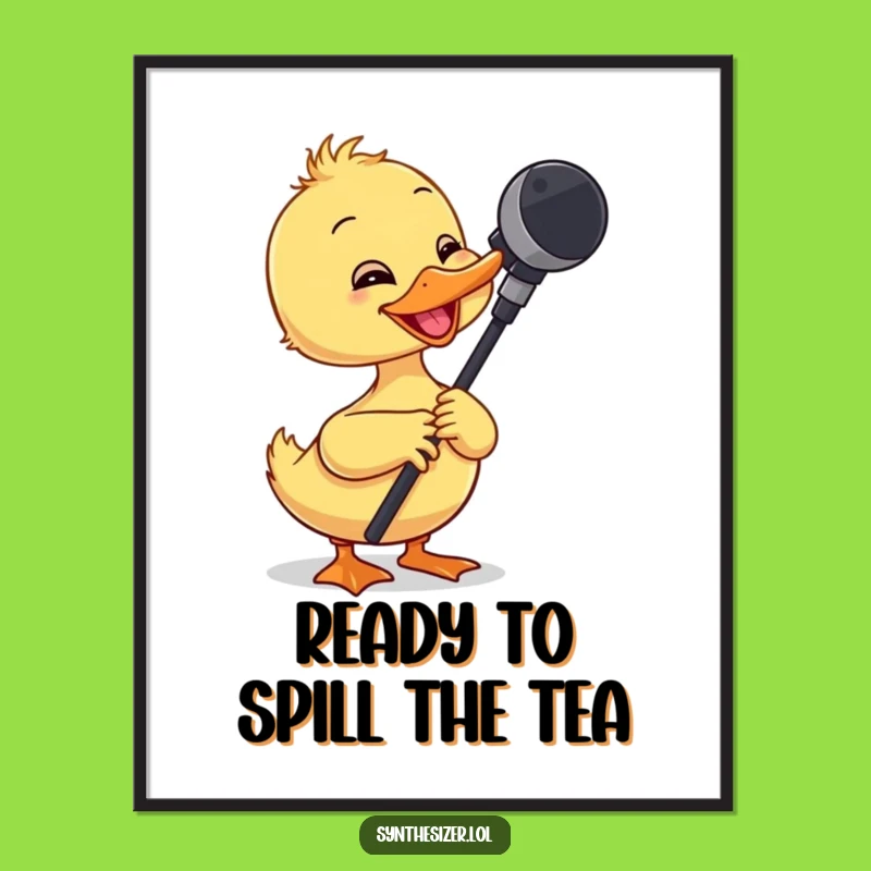 Funny Free Printable Wall Art: Giggling Duckling with Microphone