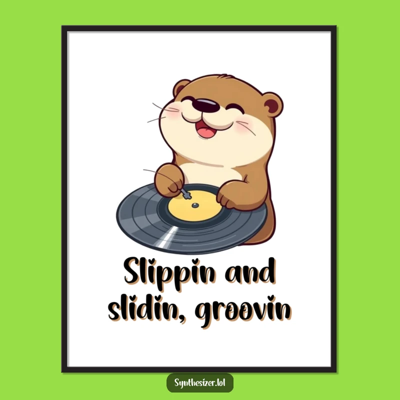 Free Printable Otter Wall Art: DJ Otter Vinyl Downloadable Decor