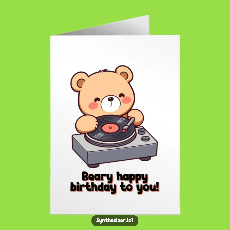 Free Printable Bear DJ Birthday Card: Funky Downloadable Gift for Music Lovers