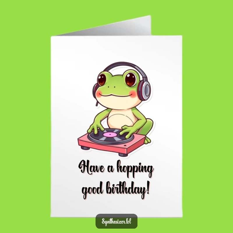 Free Printable Birthday Card: DJ Frog Spins Tunes - Funny Downloadable & Print at Home