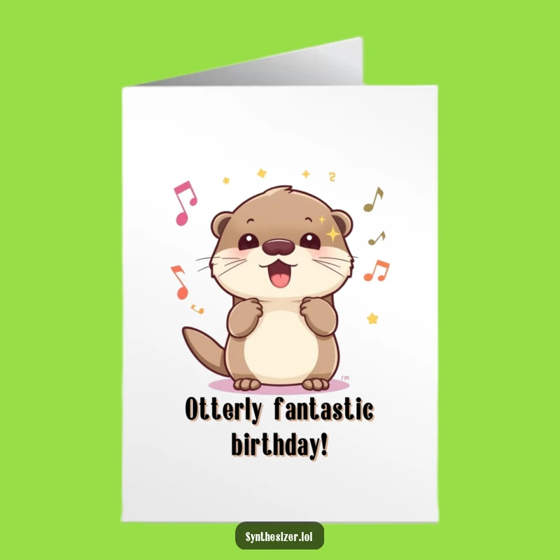 Free Printable Birthday Card: Energetic Otter Grooves - Funny Downloadable & Print at Home