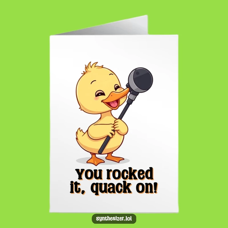 Free Printable Congrats Card: Giggling Duckling Wins Vocal Award