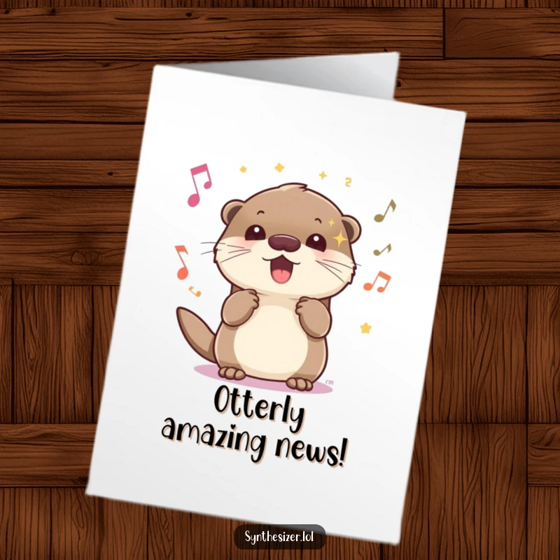 Funny Free Printable Congrats Card: An energetic otter with sparkling eyes, bopping its head in celebration.