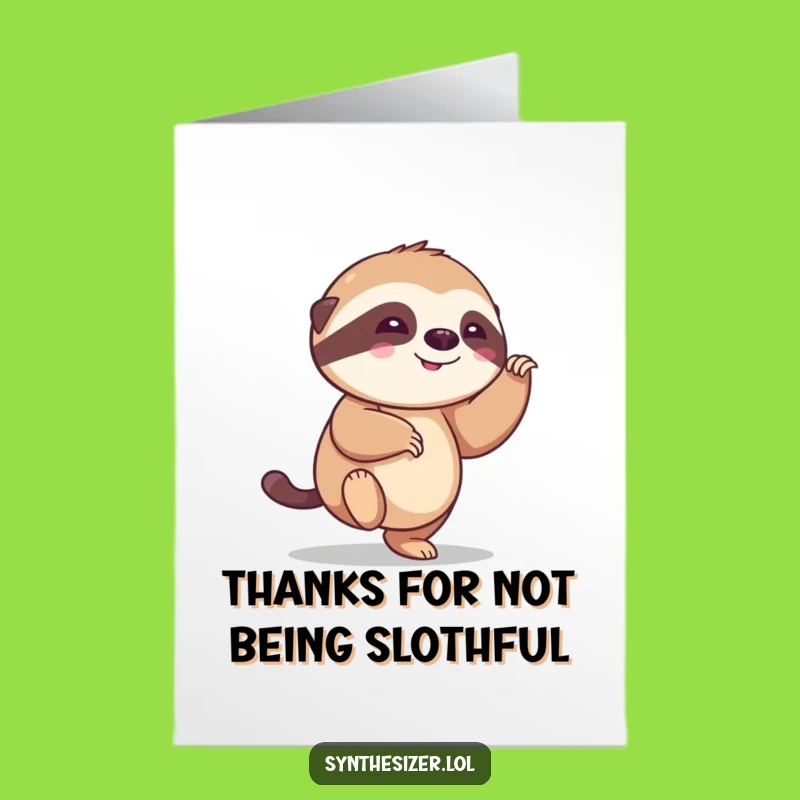 Free Printable Sloth Thank You Card: Funny Downloadable Gift for Gratitude