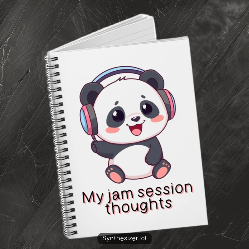 Funny Panda DJ Notebook: A panda wearing oversized headphones is bopping its head energetically, perfect for capturing musical ideas.