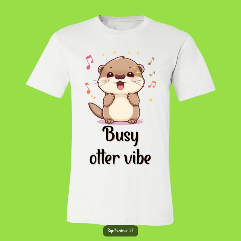 Funny Energetic Otter Music T-Shirt: Sparkling Vibes Tee for Happy Go-Getters